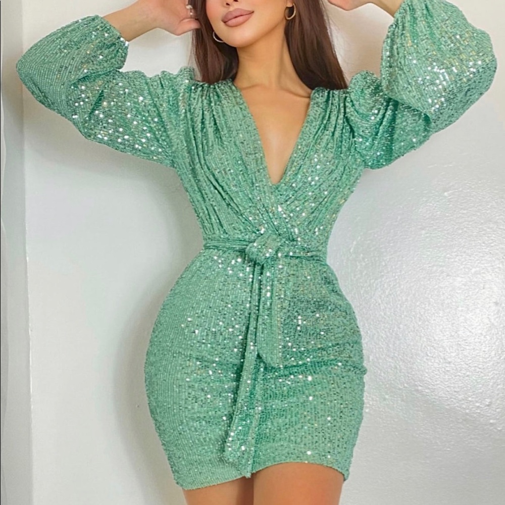 Mint Sequined Dress
